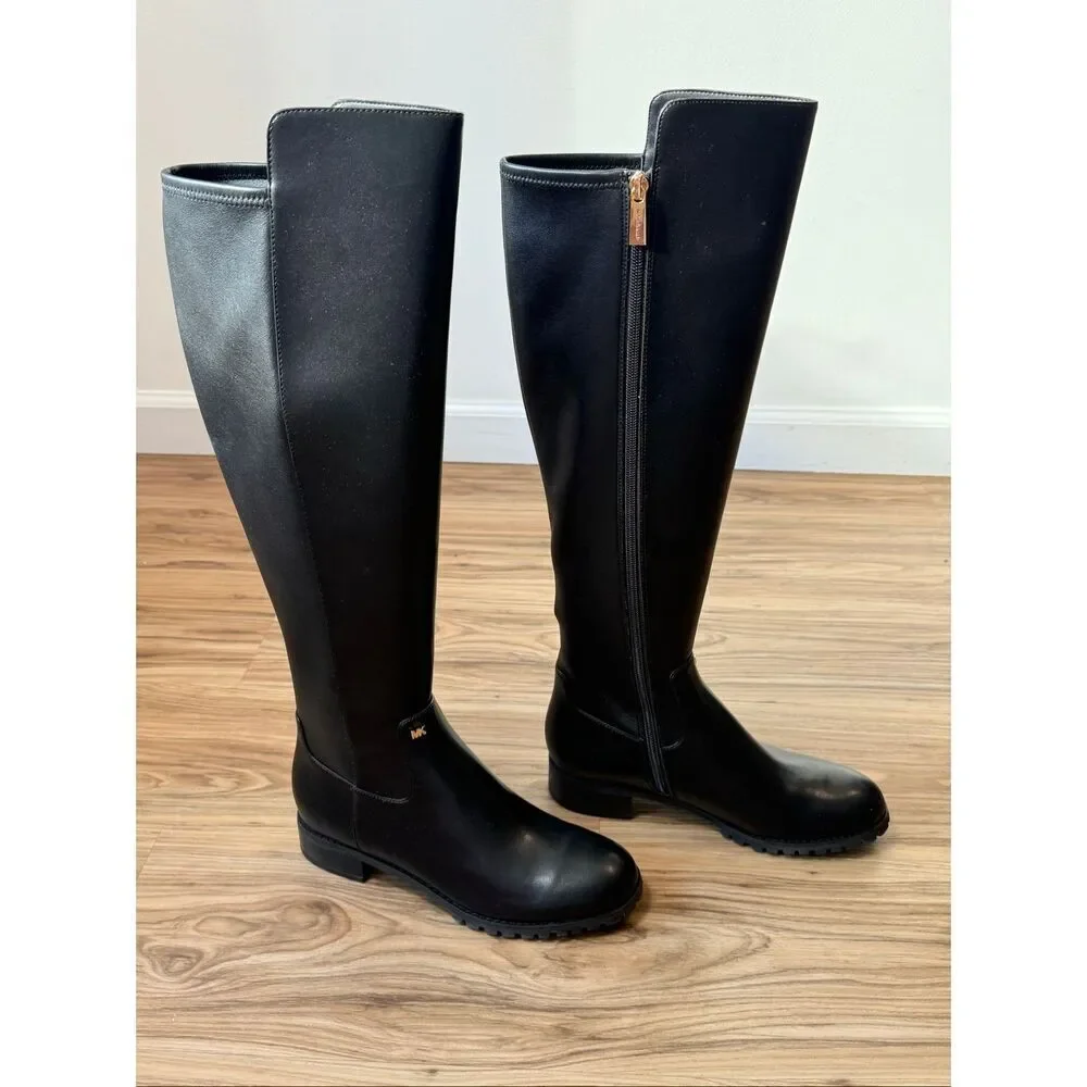 Michael Kors Outlet Britt Smooth Wide Calf Boot in Black 7M $325